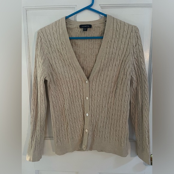 Lands' End Cream Buttondown Cardigan - Picture 1 of 2